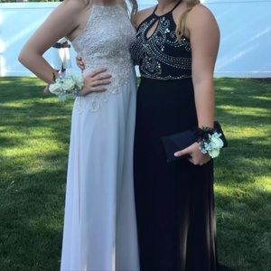 Simple Tan and Lace Prom Dress